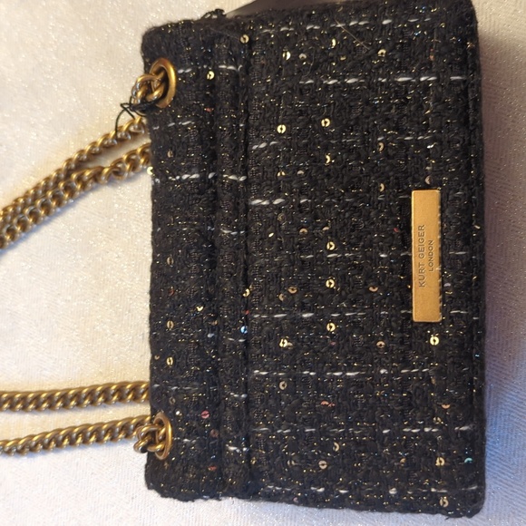 Kurt Geiger Tweed Sequin Black two way bag - Picture 2 of 4
